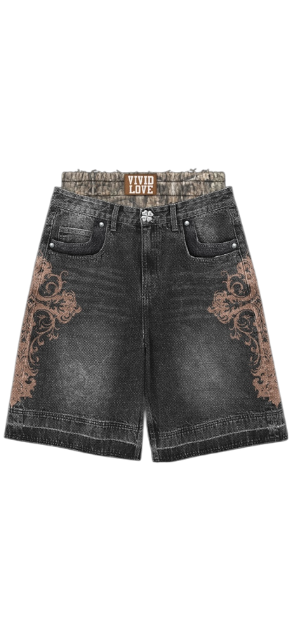 “Faded Hearts Jorts” Rust Love