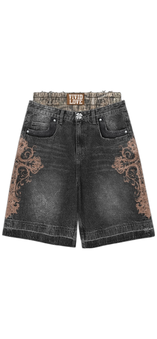 “Faded Hearts Jorts” Rust Love
