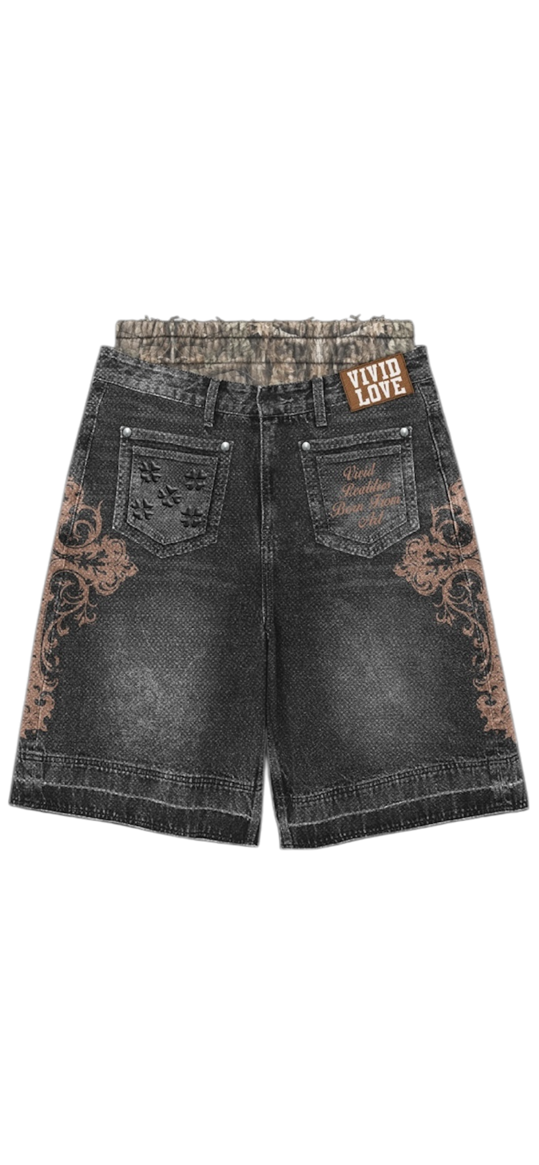 “Faded Hearts Jorts” Rust Love